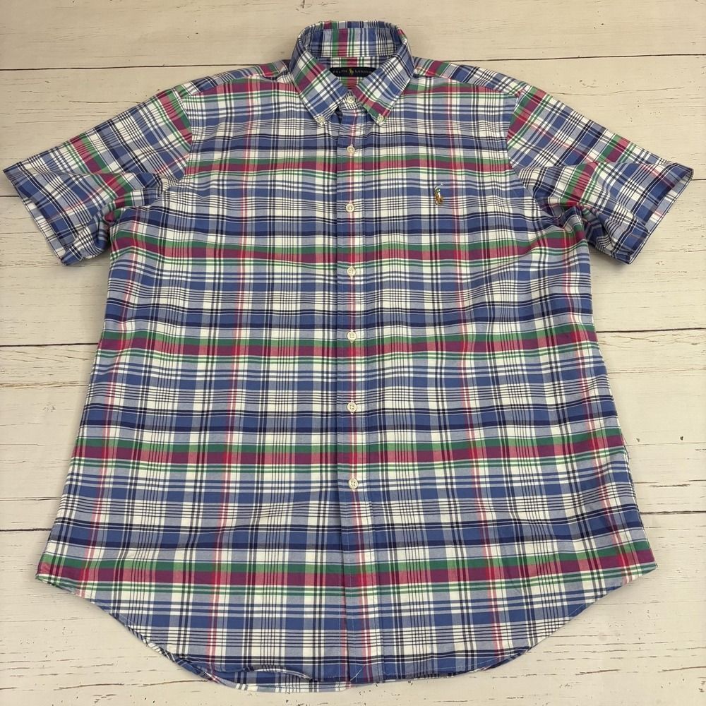 Ralph Lauren Button-Down Shirt Madras Tartan Plaid Mens Large